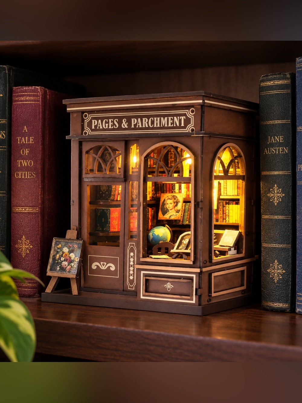 NEW Pages & Parchment DIY Book Nook Kit • LED Miniature Bookshop • 125 Pc
